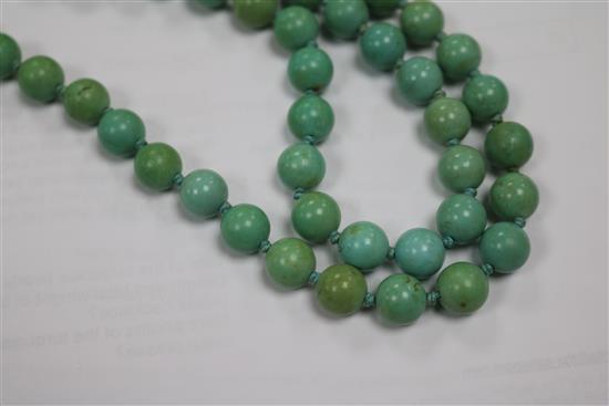 A collection of hardstone bead necklaces,